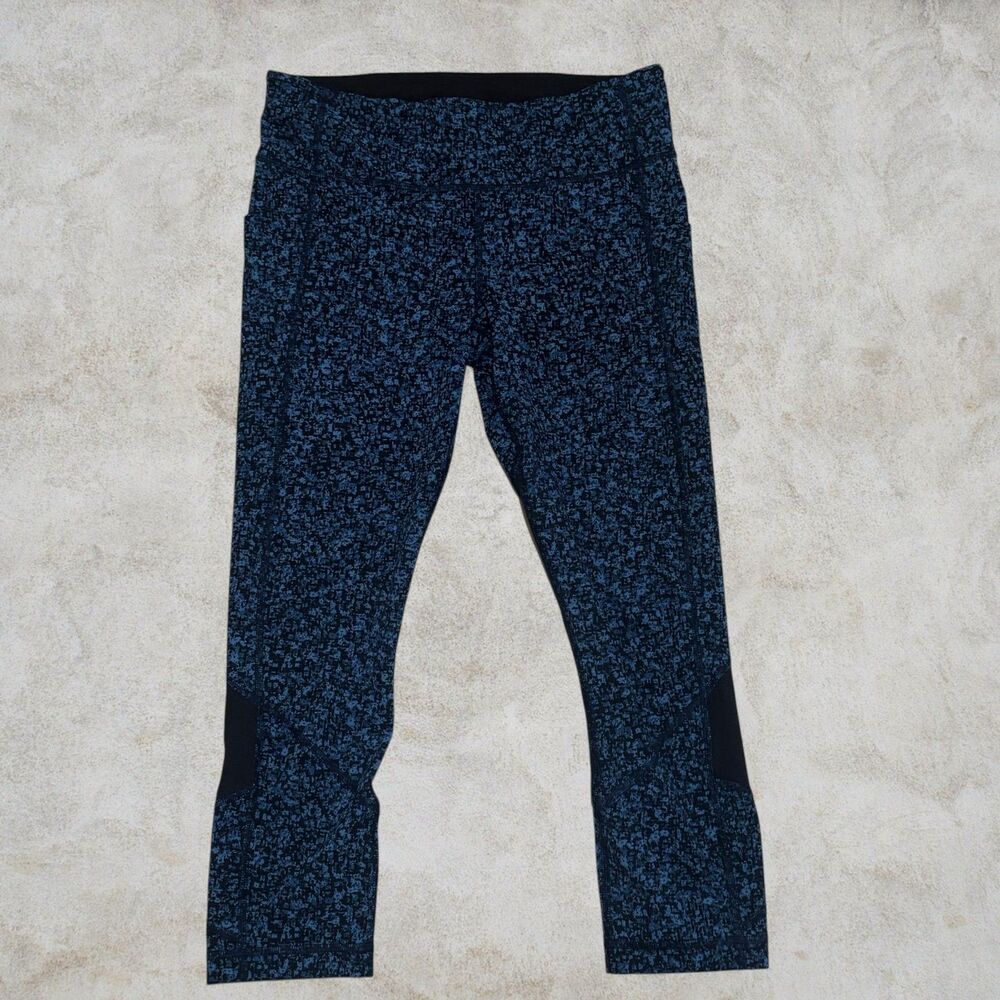 lululemon Pace Rival Crop 22in Size 6 Blue Black Daisy Dust Luxtreme W6ABPS